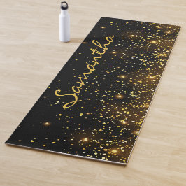 Elegant Stijlvol zwart glitter monogram Yogamat