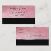 Elegant stijlvol zwart, Glittery Reference Kaart (Voorkant / Achterkant)