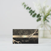 Elegant stijlvol, zwart, Gold Confetti, schaar Visitekaartje (Staand voorkant)