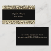 Elegant stijlvol, zwart, Gold Glitter Visitekaartje (Voorkant / Achterkant)