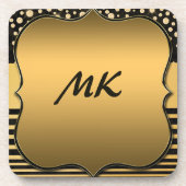 Elegant & stijlvol zwart & Gold Pattern-monogramme Bier Onderzetter (Voorkant)