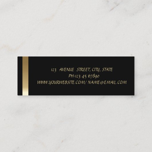Elegant stijlvol zwart — Gold Striped Mini Visitekaartje (Achterkant)