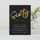 Elegant Stijlvol Zwart Goud 60e Verjaardag Kaart (Staand voorkant)