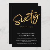 Elegant Stijlvol Zwart Goud 60e Verjaardag Kaart (Voorkant / Achterkant)