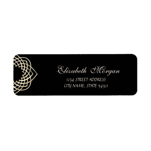 Elegant Stijlvol,Zwart,Goud Adres Etiket (Voorkant)