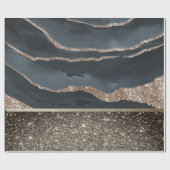 Elegant stijlvol zwart goud Glitter Shiny Marble Cadeaupapier (Vlak)
