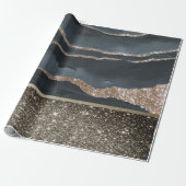 Elegant stijlvol zwart goud Glitter Shiny Marble Cadeaupapier (Uitgerold)