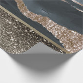 Elegant stijlvol zwart goud Glitter Shiny Marble Cadeaupapier (Hoek)