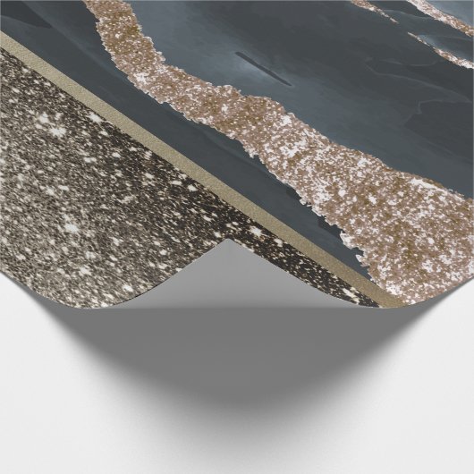 Elegant stijlvol zwart goud Glitter Shiny Marble Cadeaupapier (Hoek)