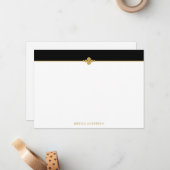 Elegant stijlvol zwart goud op maat notitiekaartje (Voorkant / Achterkant in situ)