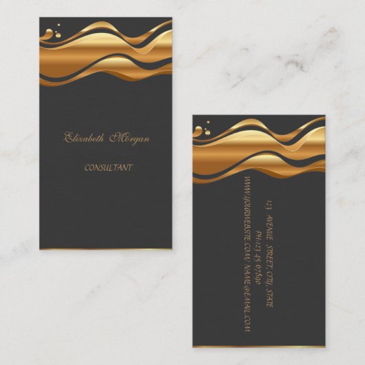 Elegant stijlvol zwart - goud visitekaartje (Voorkant / Achterkant)