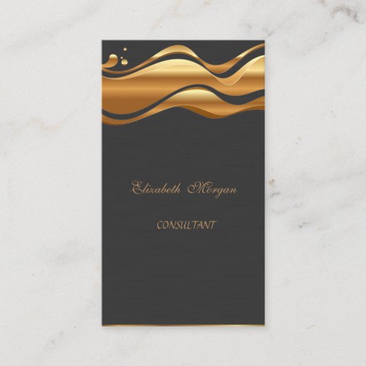 Elegant stijlvol zwart - goud visitekaartje (Voorkant)