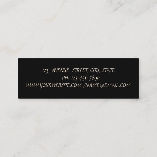 Elegant stijlvol, zwart, gouden kant mini visitekaartje (Achterkant)