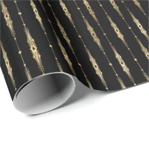Elegant stijlvol zwart gouden patroon cadeaupapier
