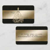 Elegant stijlvol, zwart, goudglitter dress visitekaartje (Voorkant / Achterkant)