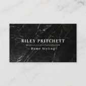 Elegant Stijlvol Zwart Marmer Visitekaartje (Voorkant)