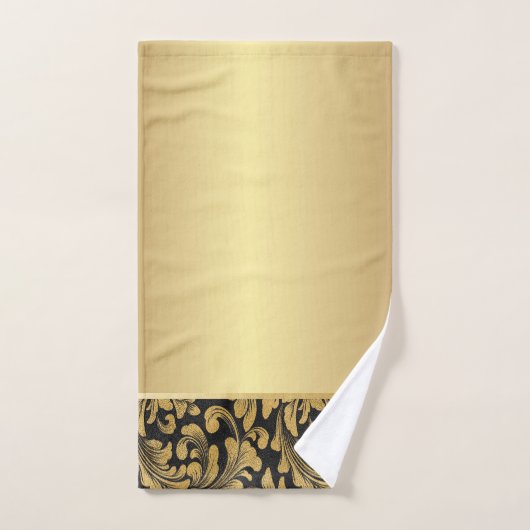 Elegant Stijlvol Zwart Oud Goud Swirls Bad Handdoek (Handdoek)