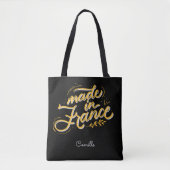 Elegant Stijlvol Zwart-wit Frans Monogram Tote Bag (Voorkant)