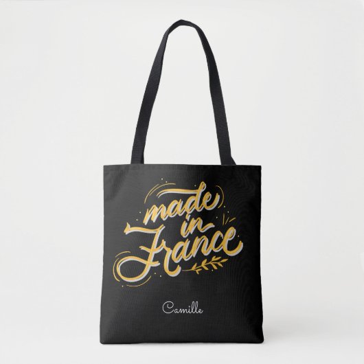 Elegant Stijlvol Zwart-wit Frans Monogram Tote Bag (Voorkant)