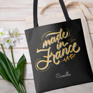 Elegant Stijlvol Zwart-wit Frans Monogram Tote Bag