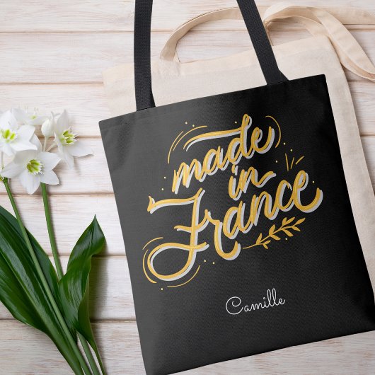 Elegant Stijlvol Zwart-wit Frans Monogram Tote Bag