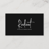 Elegant Stijlvol Zwart-Wit Minimalistisch Script Visitekaartje (Voorkant)