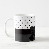 Elegant stijlvol zwart, wit polak dots-zwart bob koffiemok (Links)