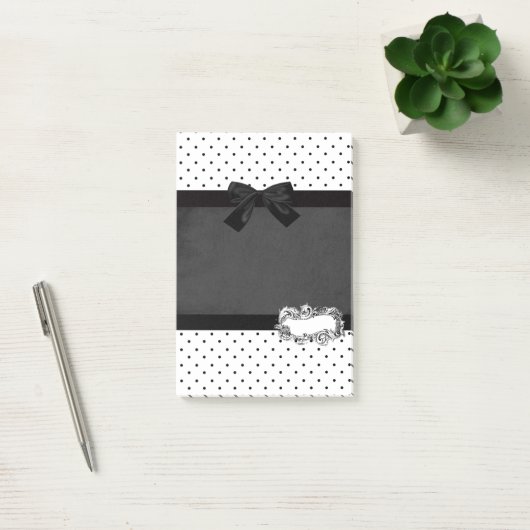 Elegant stijlvol zwart, wit polak dots-zwart bob post-it® notes (Kantoor)