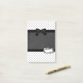Elegant stijlvol zwart, wit polak dots-zwart bob post-it® notes (Op bureau)