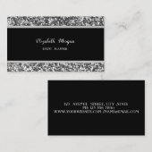 Elegant stijlvol, zwart, zilver glitter visitekaartje (Voorkant / Achterkant)