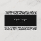 Elegant stijlvol, zwart, zilver glitter visitekaartje (Voorkant)