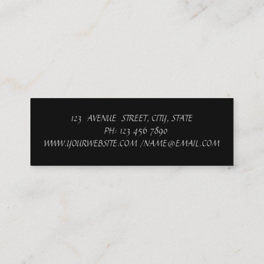 Elegant stijlvol , zwart, zilveren kant mini visitekaartje (Achterkant)