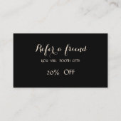 Elegant stijlvol, zwarte verwijzingsKaart Aanbevelingskaartje (Voorkant)