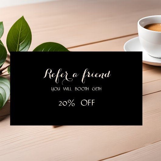 Elegant stijlvol, zwarte verwijzingsKaart Aanbevelingskaartje