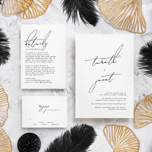 Elegant stijlvolle aangepaste namen White Black We Informatiekaartje