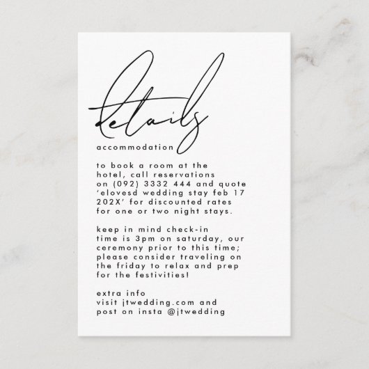 Elegant stijlvolle aangepaste namen White Black We Informatiekaartje (Voorkant)