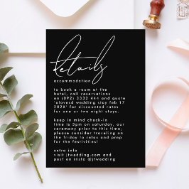 Elegant stijlvolle aangepaste namen zwart withuwel informatiekaartje