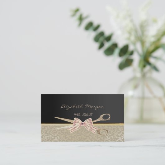 Elegant stijlvolle afbeelding, Damask, Black, Scis Visitekaartje (Staand voorkant)
