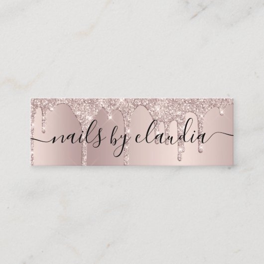 Elegant stijlvolle champagne glitter druppelt spij mini visitekaartje (Voorkant)