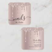 Elegant stijlvolle champagne glitter druppelt spij vierkante visitekaartje (Voorkant / Achterkant)