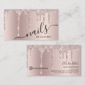 Elegant stijlvolle champagne glitter druppelt spij visitekaartje (Voorkant / Achterkant)