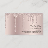 Elegant stijlvolle champagne glitter druppelt spij visitekaartje (Achterkant)