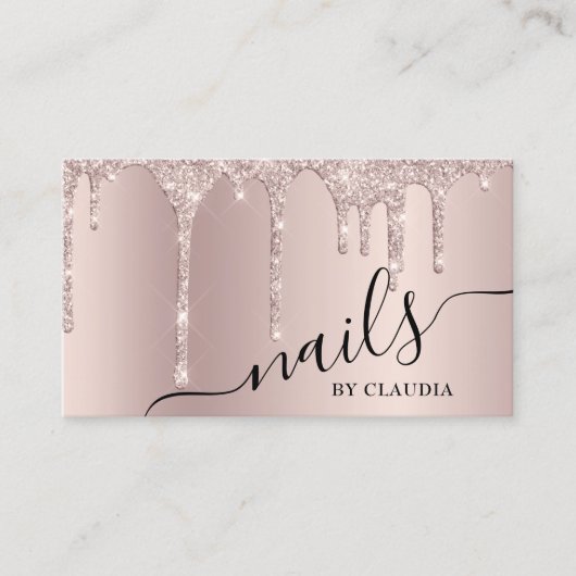 Elegant stijlvolle champagne glitter druppelt spij visitekaartje (Voorkant)