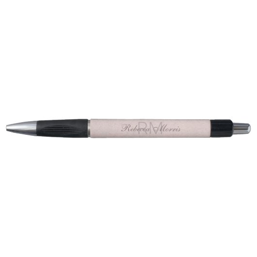 Elegant, stijlvolle chic monogram, naam parelroze pen (Voorkant)