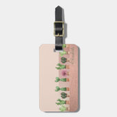 Elegant Stijlvolle Chic Waterverf Cactus Bagagelabel (Voorkant verticaal)