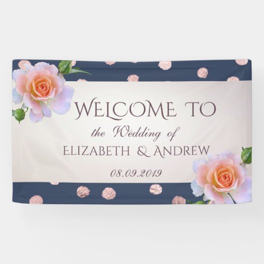 Elegant stijlvolle Confetti, Rozen bruiloft banner (Horizontaal)