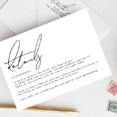 Elegant Stijlvolle Custom Wit Zwart Bruiloft Detai Informatiekaartje