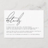 Elegant Stijlvolle Custom Wit Zwart Bruiloft Detai Informatiekaartje (Voorkant)