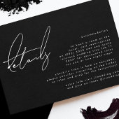 Elegant Stijlvolle Custom Zwart Wit Bruiloft Detai Informatiekaartje