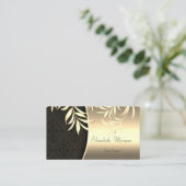 Elegant stijlvolle Damask Gold Leaves Visitekaartje (Staand voorkant)